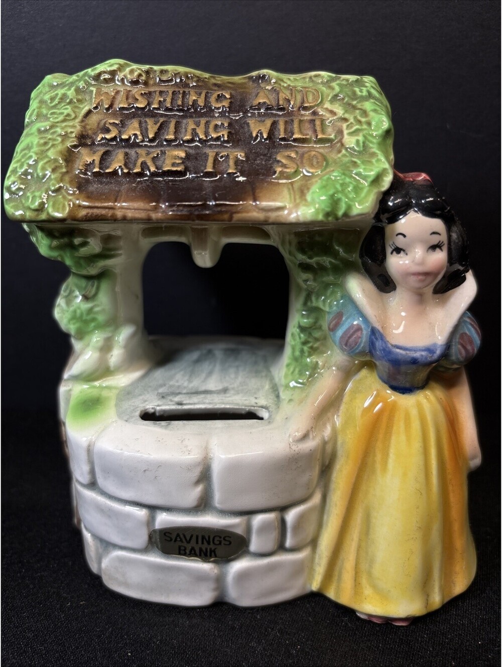 Vintage 1960's Walt Disney Production Snow White Wishing Bank Ceramic Savings